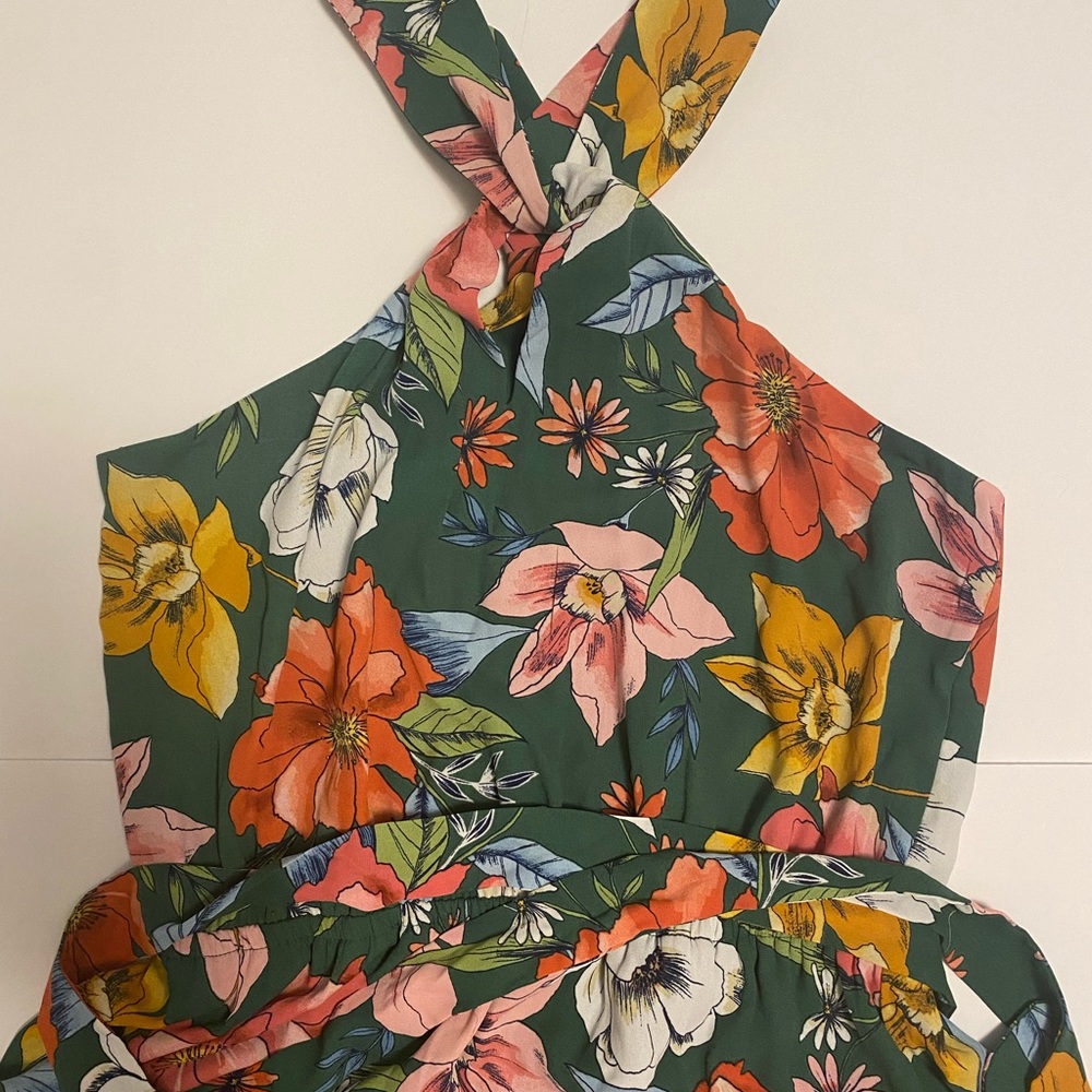 NWT DR2 Green Floral Halter Maxi Dress XS - Picture 3 of 5